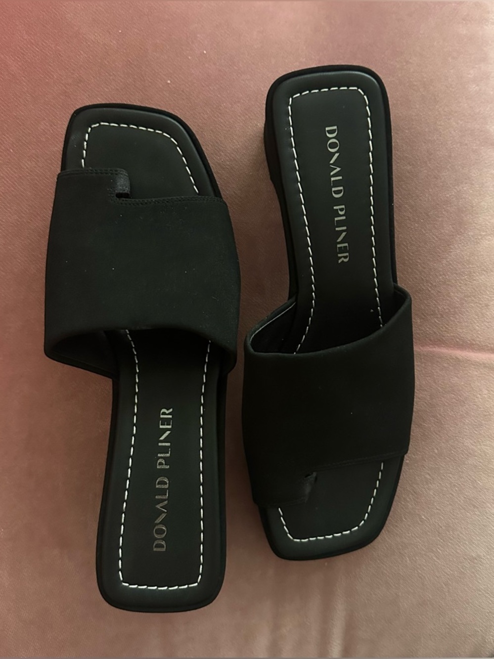 NEW Donald J. Pliner Black Square-Toe Slide Mules